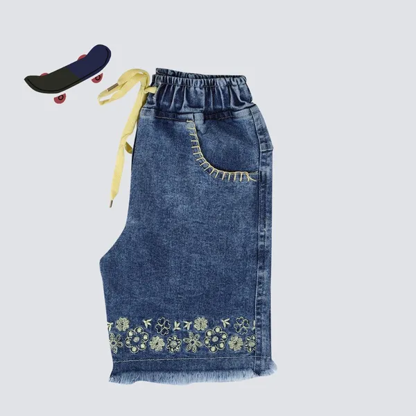 Blue_Short_For_Girl_Casual_Embriodered_Denim-Pack_Of_1