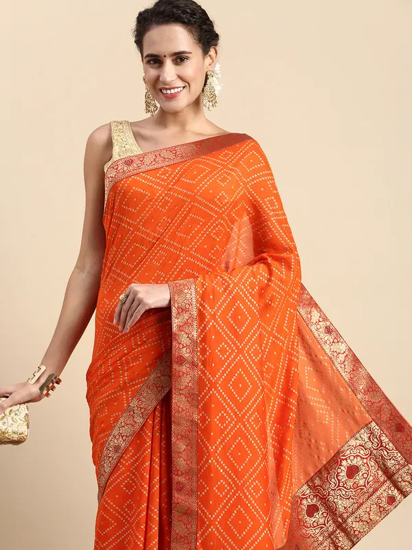Orange__Vichitra_Silk_Foil_and_Swarovski_Work_Saree