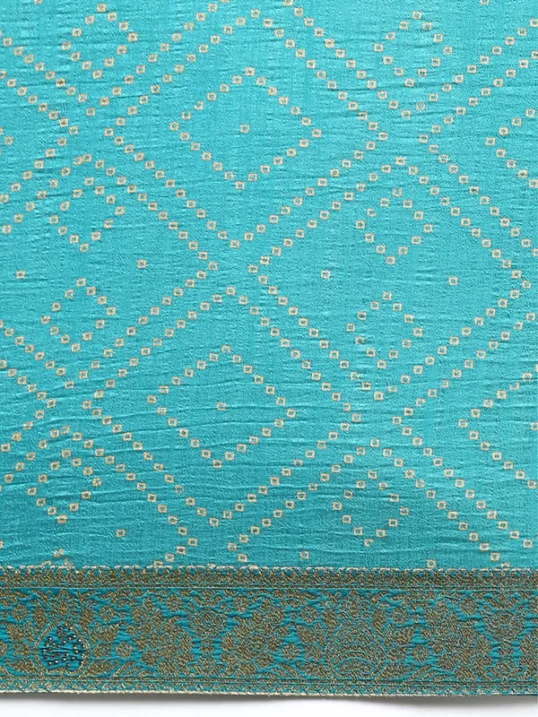 Turquoise_Green_Vichitra_Silk_Foil_and_Swarovski_Work_Saree