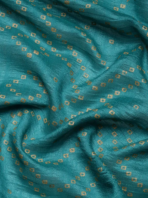 Turquoise_Green_Vichitra_Silk_Foil_and_Swarovski_Work_Saree
