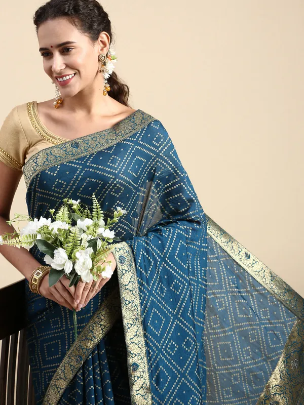 Blue_Vichitra_Silk_Foil_and_Swarovski_Work_Saree