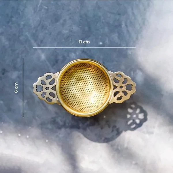 ROYAL_Brass_Tea_Infuser_with_Drip_Bowl_|_Perfect_for_Steeping_Loose_Leaf_Tea_|_For_Home,_Gift_,_Daily_usage