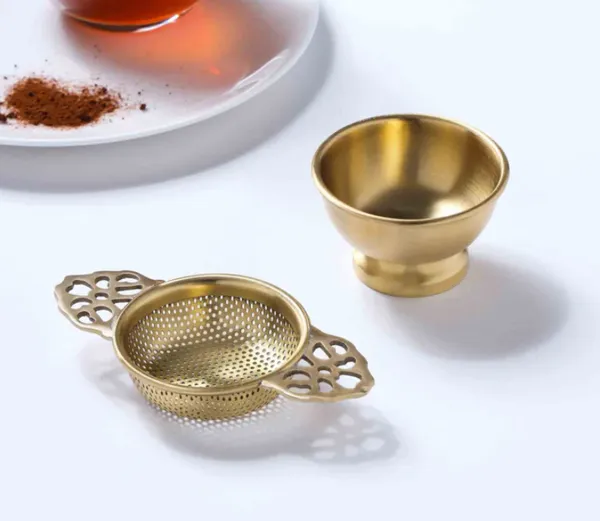 ROYAL_Brass_Tea_Infuser_with_Drip_Bowl_|_Perfect_for_Steeping_Loose_Leaf_Tea_|_For_Home,_Gift_,_Daily_usage