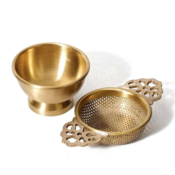ROYAL_Brass_Tea_Infuser_with_Drip_Bowl_|_Perfect_for_Steeping_Loose_Leaf_Tea_|_For_Home,_Gift_,_Daily_usage