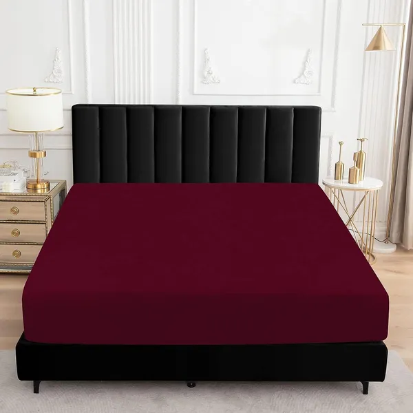 Maroon_Microfiber_Cotton_Fitted_Terry_Mattress_Protector