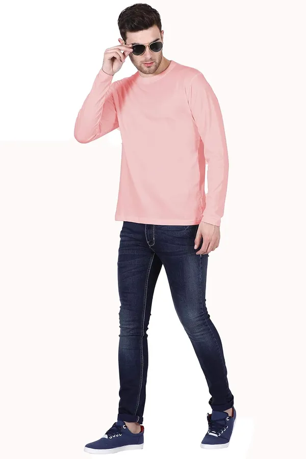 Baby_Pink_Cotton_Full_Sleeve_T_Shirt_For_Men