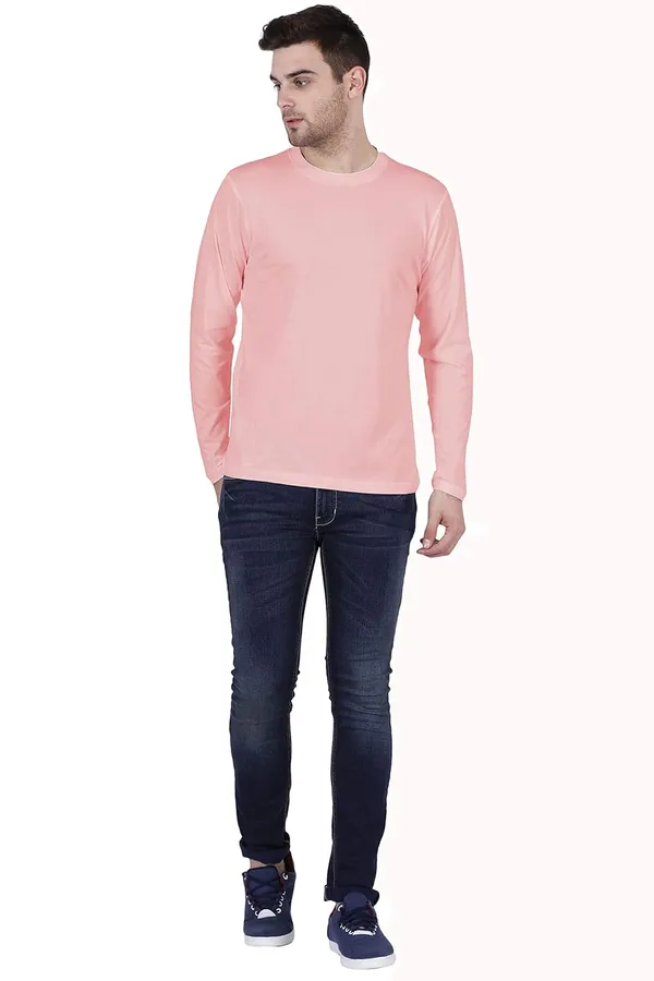 Baby_Pink_Cotton_Full_Sleeve_T_Shirt_For_Men
