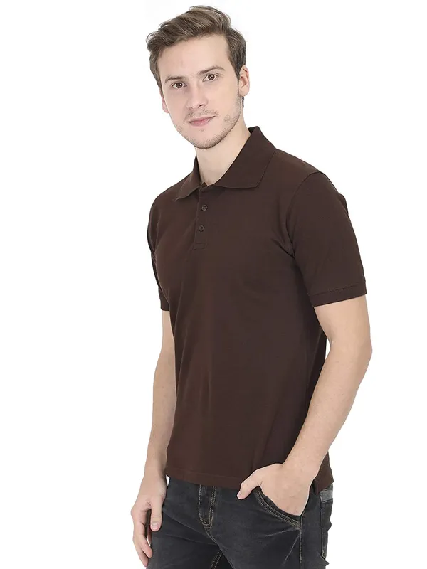 Brown_Cotton_Regular_Fit_T_Shirt_For_Men