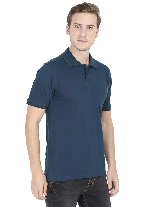 Petrol_Blue_Cotton_Regular_Fit_T_Shirt_For_Men
