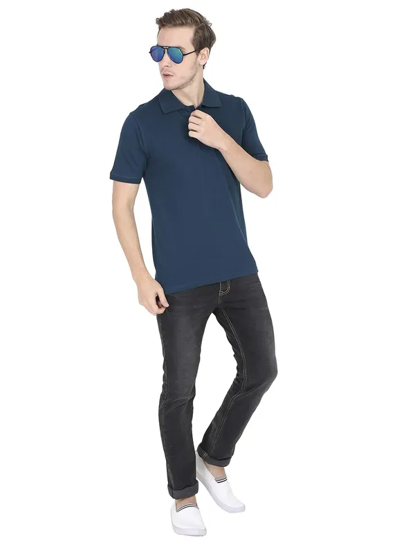 Petrol_Blue_Cotton_Regular_Fit_T_Shirt_For_Men