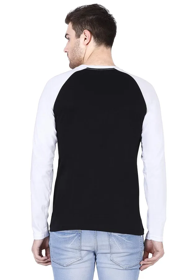 White_Black_Cotton_Raglan_T_Shirt_For_Men