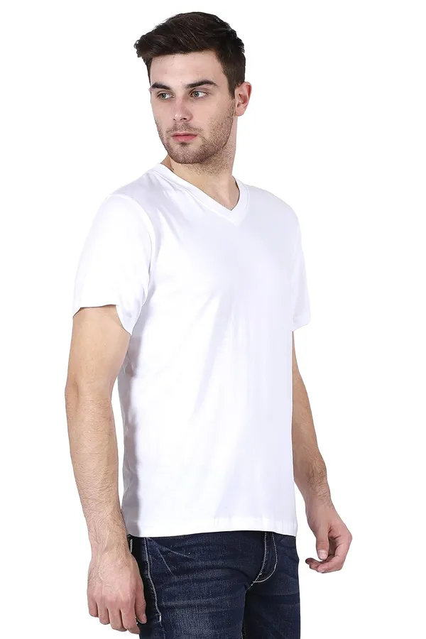 White_Cotton_V_neck_T_Shirt_For_Men