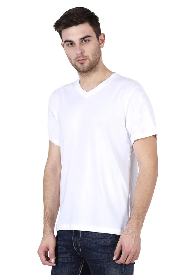White_Cotton_V_neck_T_Shirt_For_Men