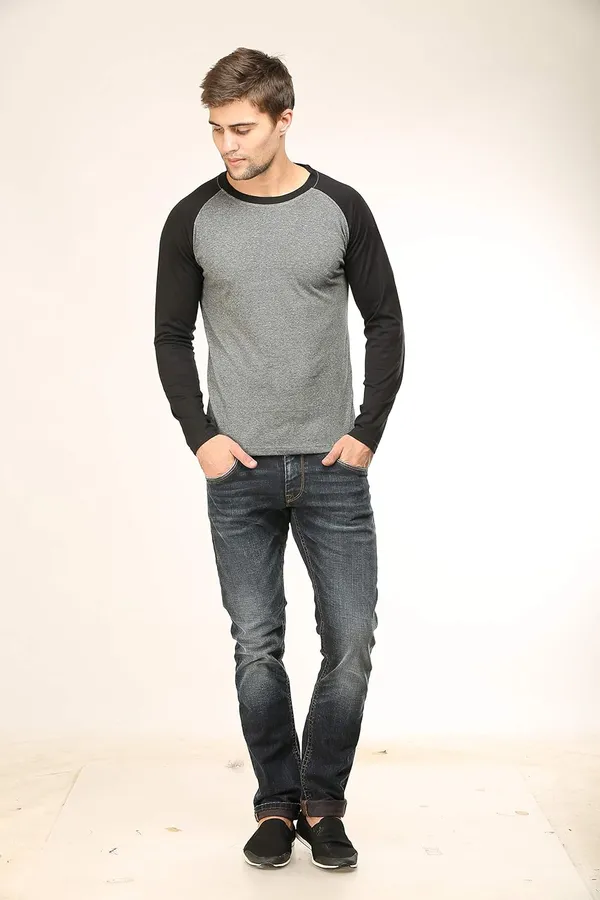 Black_Dark_Grey_Cotton_Raglan_T_Shirt_For_Men