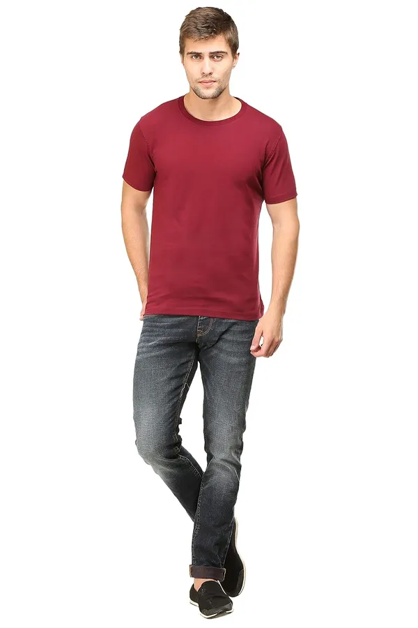 Maroon_Cotton_Regular_Fit_T_Shirt_For_Men