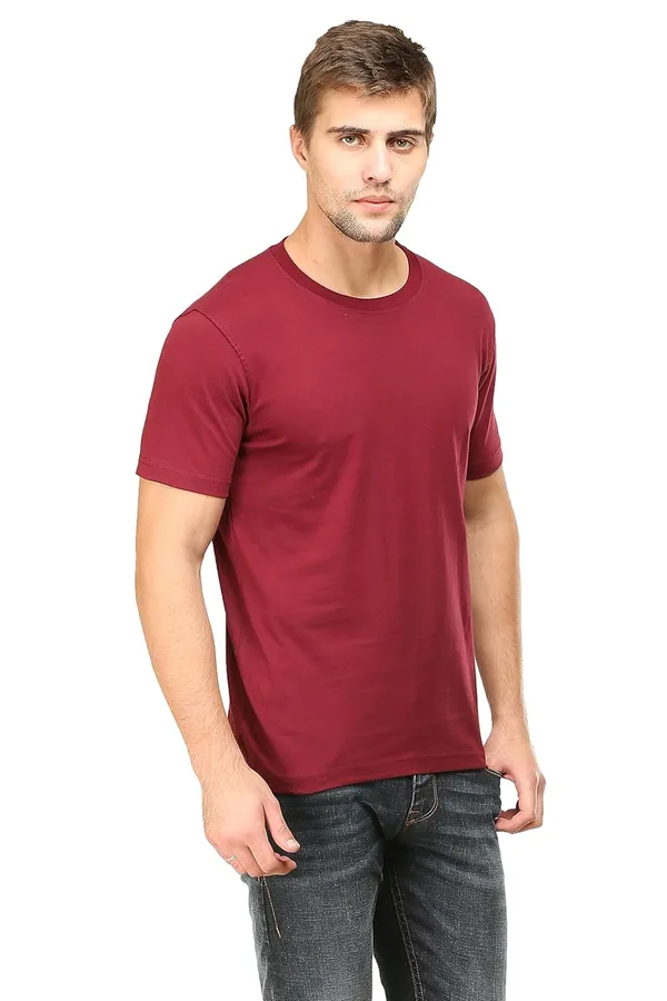 Maroon_Cotton_Regular_Fit_T_Shirt_For_Men