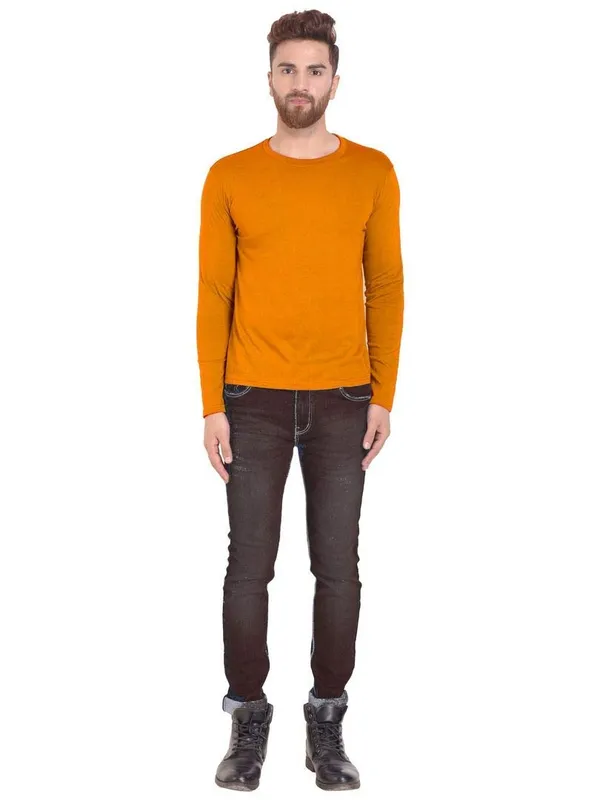 Mustard_Yellow_Cotton_T_Shirt_For_Men