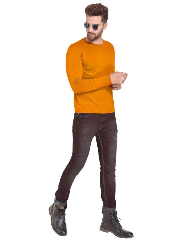Mustard_Yellow_Cotton_T_Shirt_For_Men