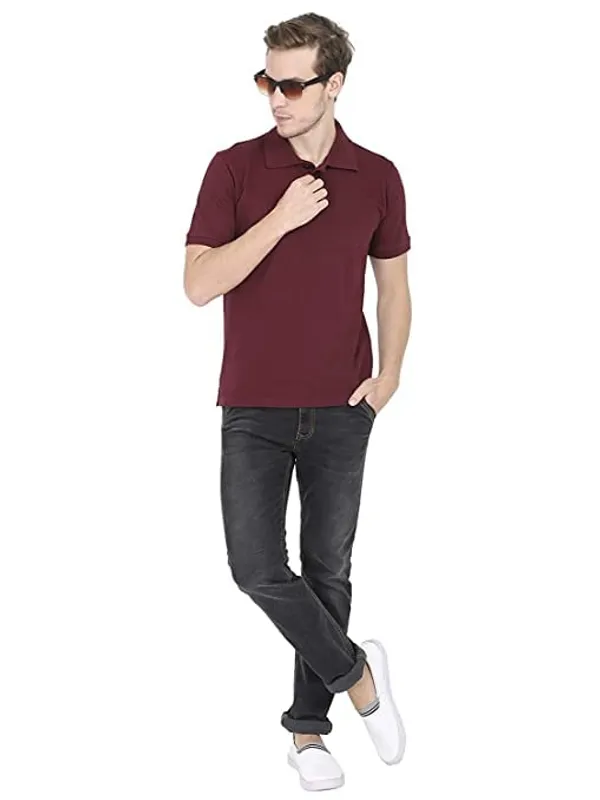 Pack_Of_2_Coffee_Brown_Maroon_Cotton_Polo_Neck_Regular_Fit_T_Shirt_For_Men
