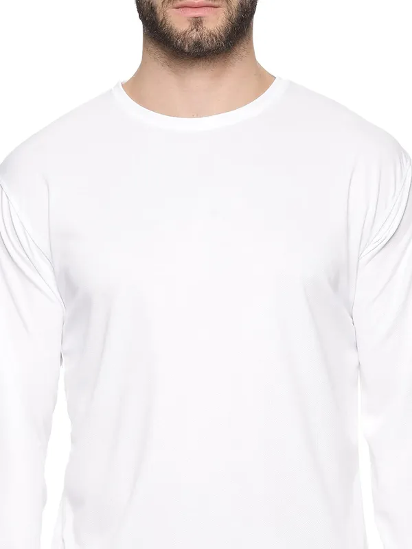 White_Polyester_Regular_Fit_T_Shirt_For_Men