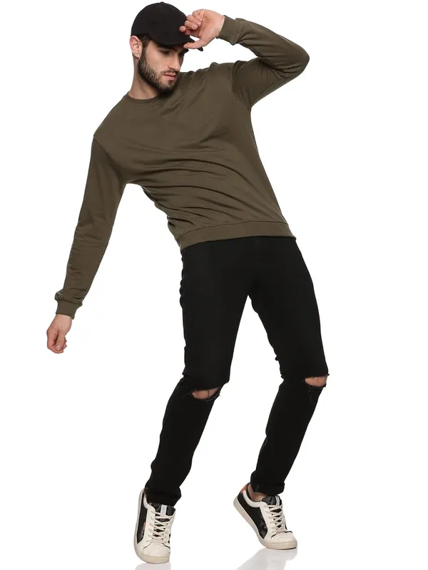 Olive_Green_Cotton_Regular_Fit_Sweatshirt_For_Men