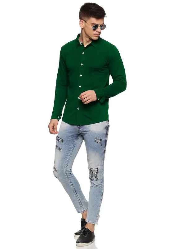 Bottle_Green_Cotton_Shirt_For_Men