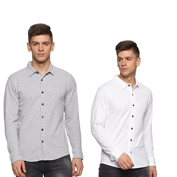 Grey_White_Cotton_Shirt_For_Men_Pack_Of_2