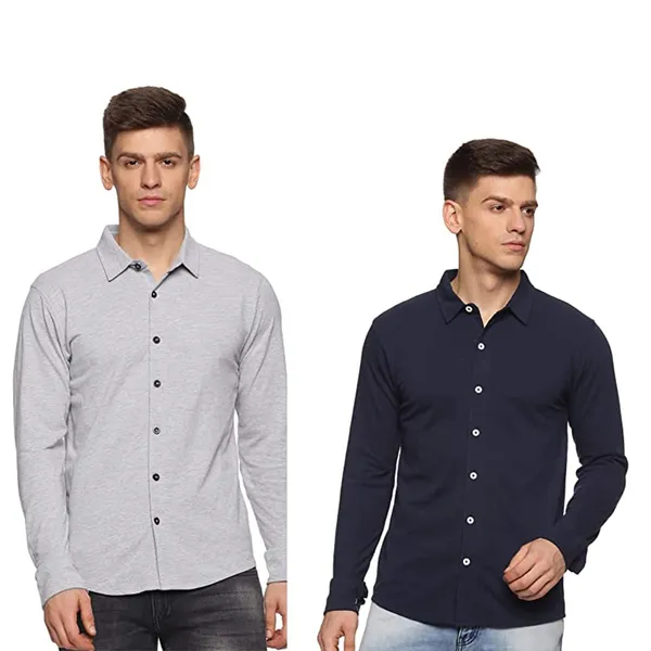 Grey_Navy_Blue_Cotton_Shirt_For_Men_Pack_Of_2