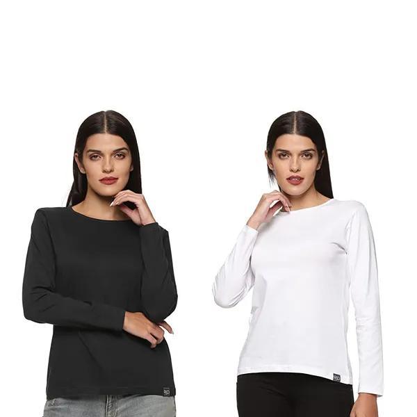 Black_White_Cotton_T_Shirt_For_Women_Pack_Of_2