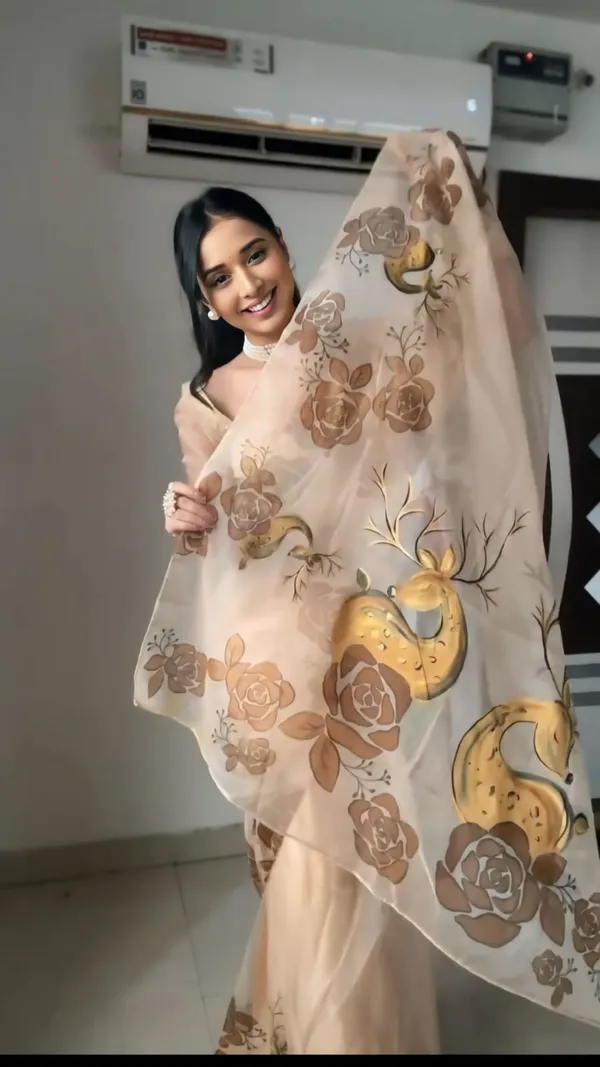 Chocolate_1-Minute_Ready_To_Wear_Organza_Saree