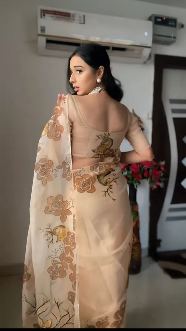 Chocolate_1-Minute_Ready_To_Wear_Organza_Saree