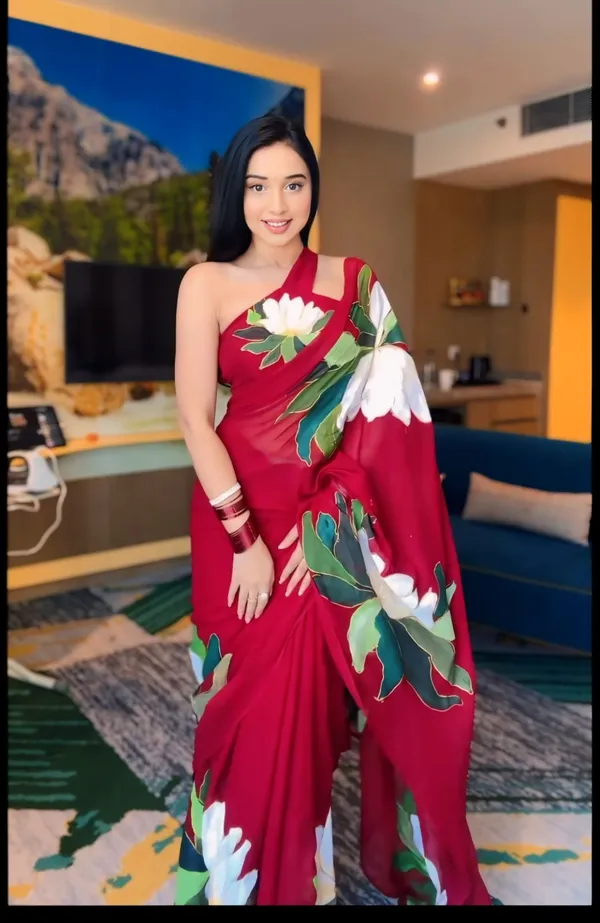 Cherry_Red_1-Minute_Ready_To_Wear_Georgette_Saree