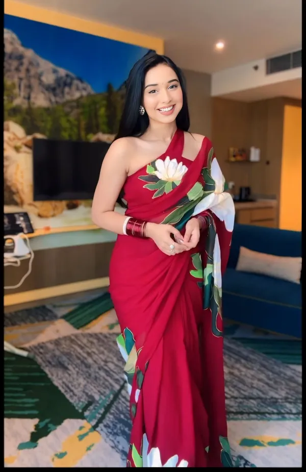 Cherry_Red_1-Minute_Ready_To_Wear_Georgette_Saree