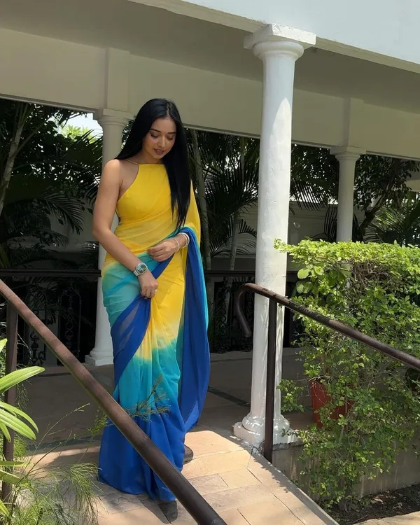 Yellow_1-Minute_Ready_To_Wear_Georgette_Saree