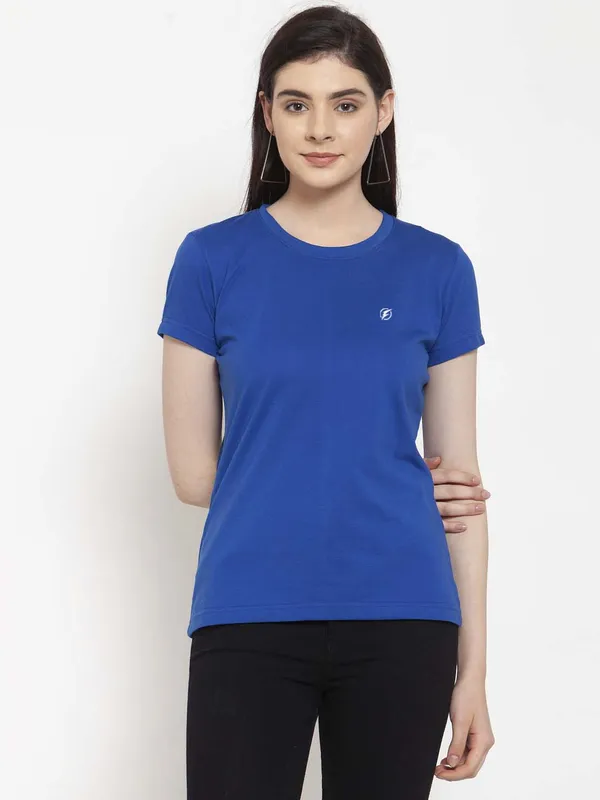 Pack_of_2_Grey_&_Blue_Cotton_Round_Neck_Short_Sleeves_T-Shirt_For_Women