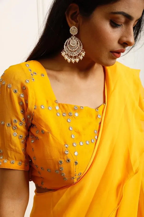 Ready_To_Wear_Georgette_Yellow_Pre-Stitched_Saree