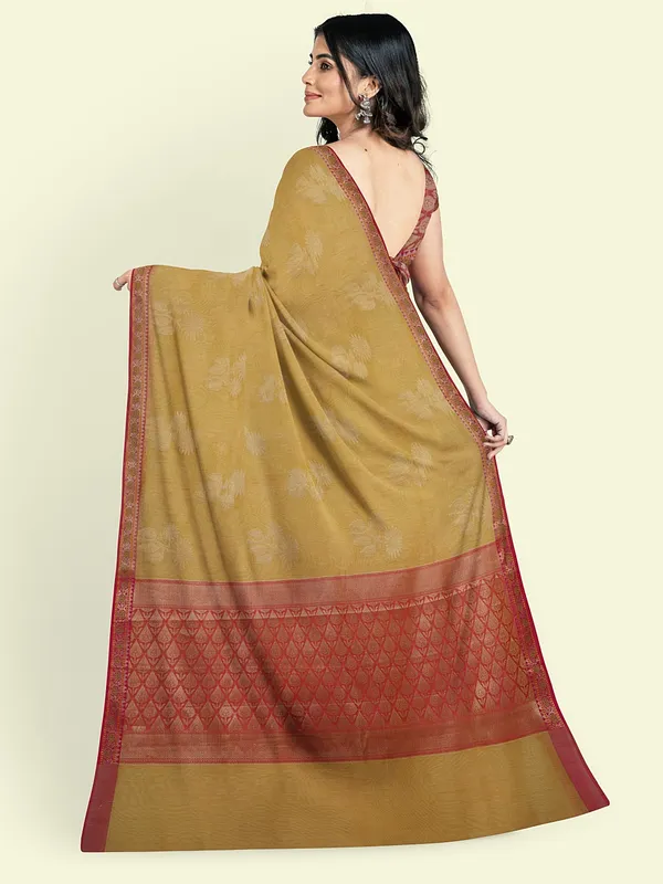 Beige_Cotton_Blend_Banarasi_Sarees_For_Women