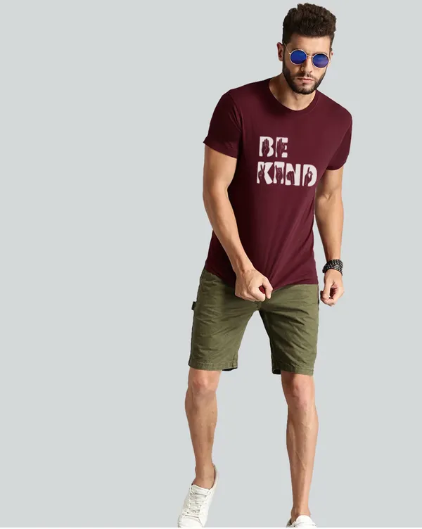 Maroon_Printed_Half_Sleeve_Cotton_T-Shirt_For_Men
