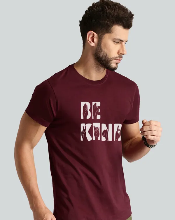 Maroon_Printed_Half_Sleeve_Cotton_T-Shirt_For_Men