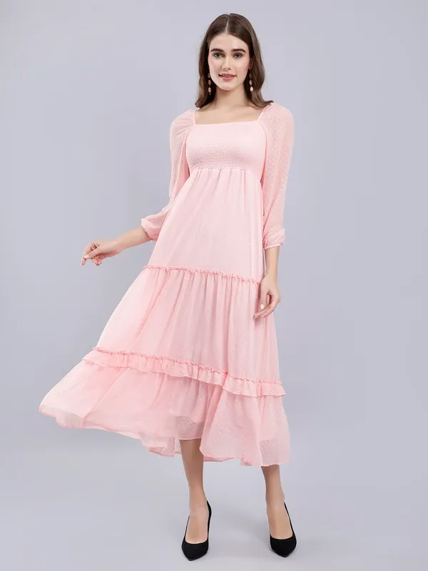 Pink_Chiffon_Fit_and_Flare_Dress_For_Women