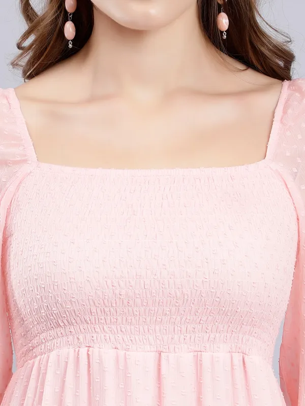 Pink_Chiffon_Fit_and_Flare_Dress_For_Women