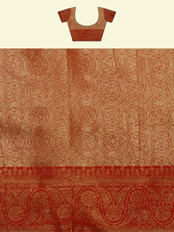Peach_Cotton_Blend_Banarasi_Sarees_For_Women