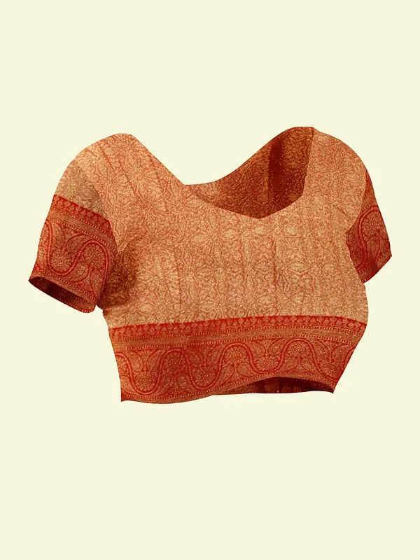 Peach_Cotton_Blend_Banarasi_Sarees_For_Women