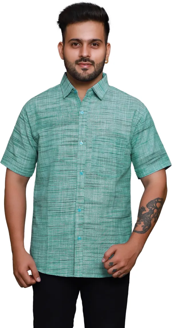 Sky_Blue_Linen_Blend_Half_Sleeve_Self_Design_Mens_Shirt