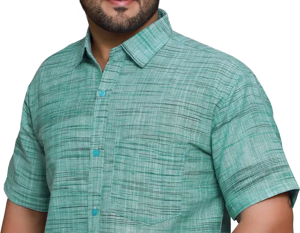 Sky_Blue_Linen_Blend_Half_Sleeve_Self_Design_Mens_Shirt