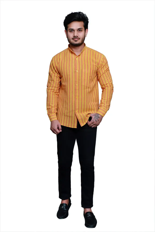 Yellow_Cotton_Blend_Full_Sleeve_Striped_Mens_Shirt