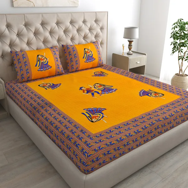 Rajasthani_Jaipuri_Traditional_Double_Bed_Bedsheet_with_2_Pillow_Covers_-_(_Yellow)