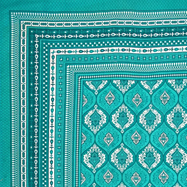 Rajasthani_Print_Cotton_Double_Bedsheet_with_2_Pillow_Covers__(Pack_of_1,_Sea_Green_)