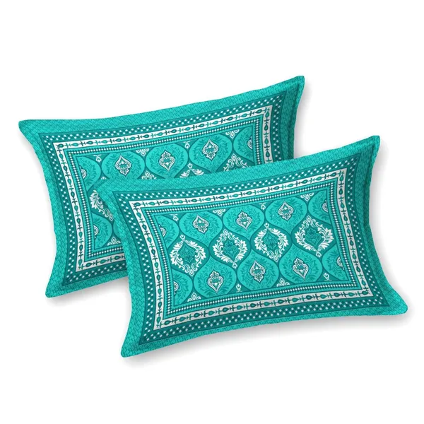 Rajasthani_Print_Cotton_Double_Bedsheet_with_2_Pillow_Covers__(Pack_of_1,_Sea_Green_)