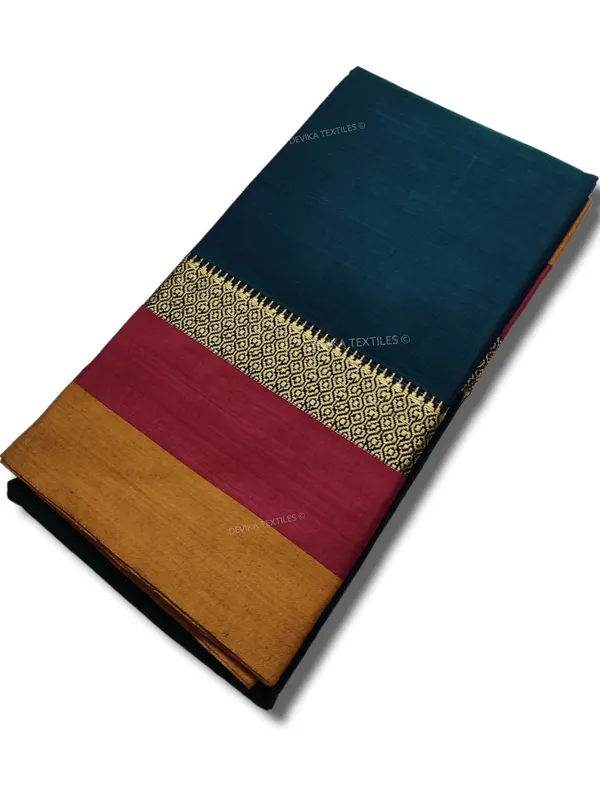 Rama_Color_Avani_Border_Narayanpet_Pure_Handloom_Cotton_Sarees_with_Running_blouse_piece